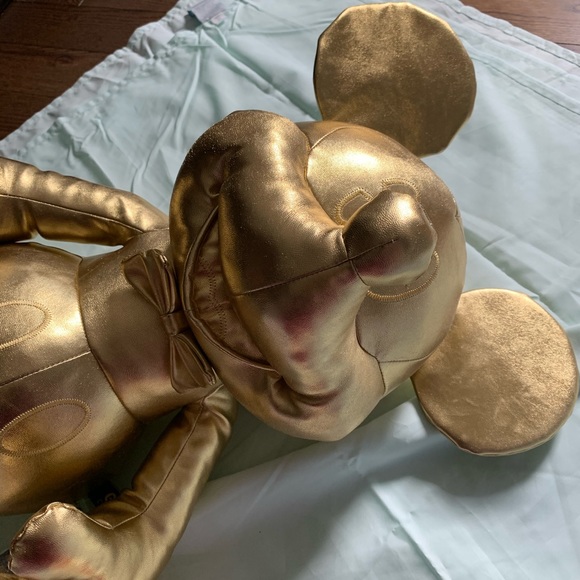 new Disney Mickey Mouse Gold Large Plush 90 Years - Picture 3 of 5